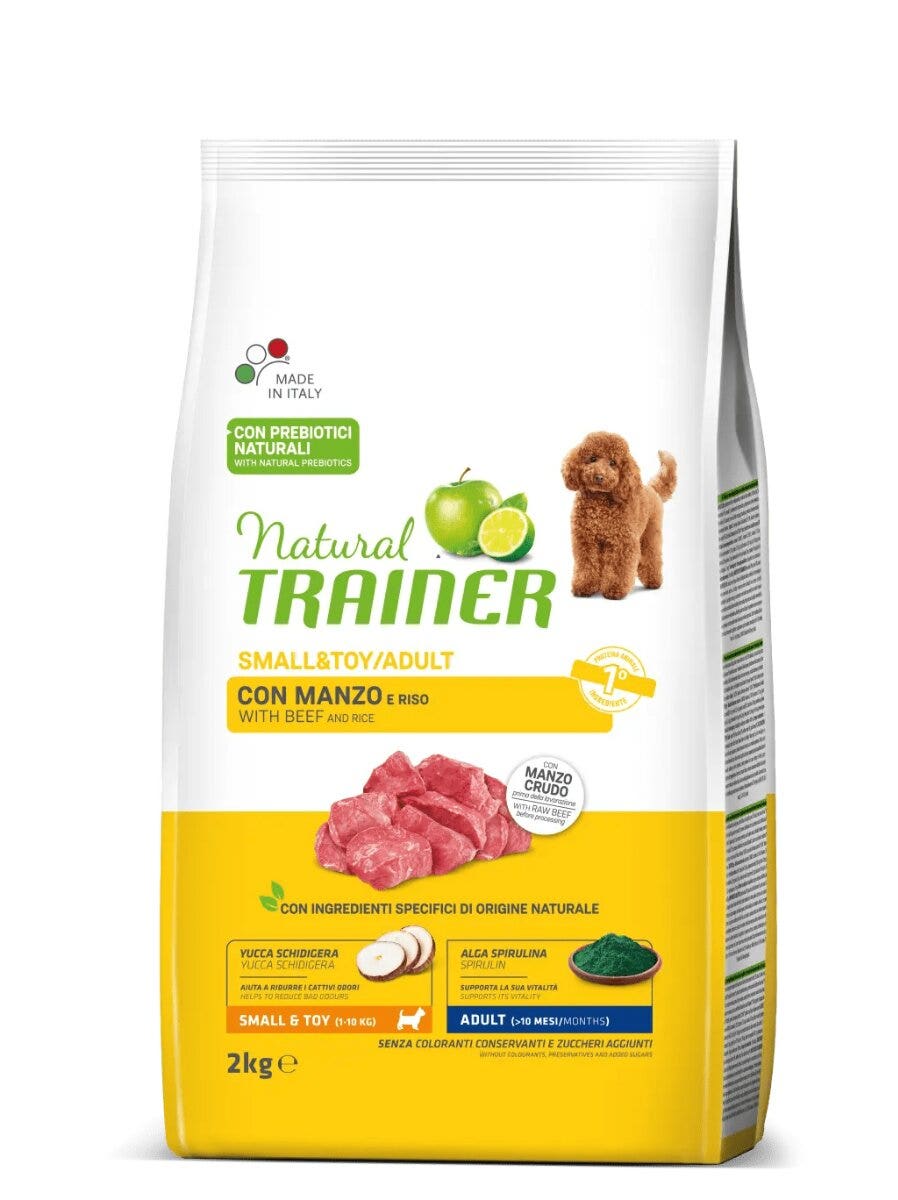Natural Trainer Crocchette Manzo/Riso Per Cani Adulti Taglia Piccola Sacco 2 Kg-2