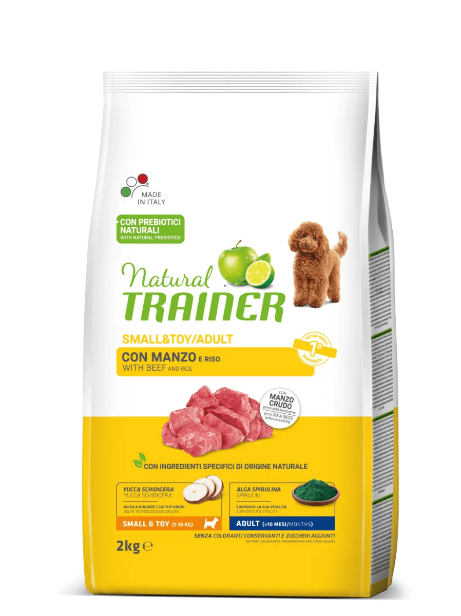 Natural Trainer Crocchette Manzo/Riso Per Cani Adulti Taglia Piccola Sacco 2 Kg-0