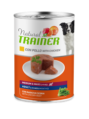 Natural Trainer Cibo Umido Pollo/Riso Per Cani Adulti Taglia Media/Grande Lattina 400g-1