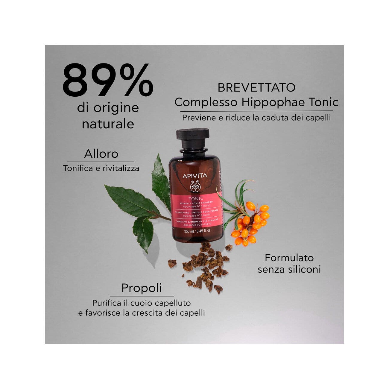 Apivita Shampoo Tonificante Donna Hippophae TC/Laurel 250ml-3