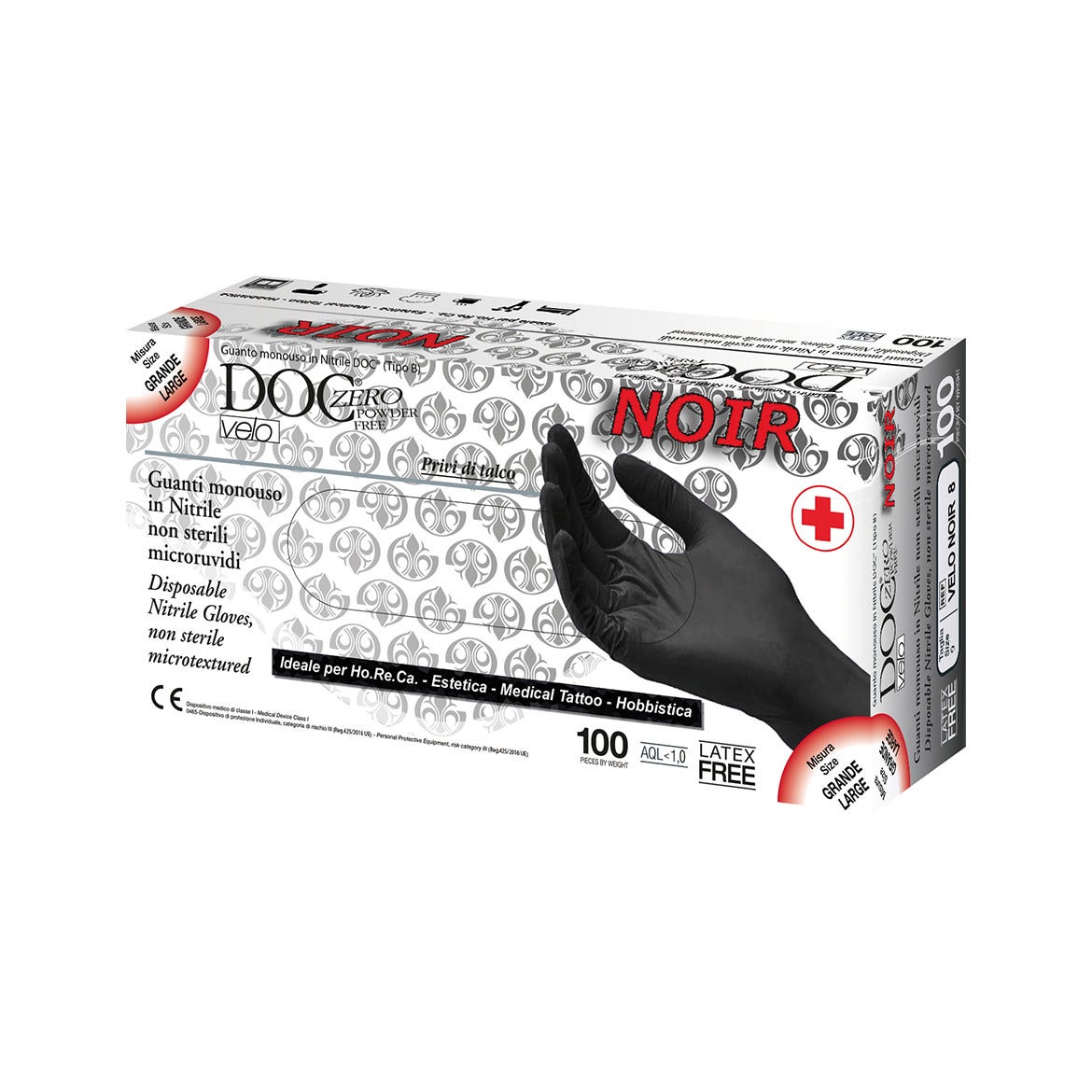 Guanto Nitrile Non Sterile Superficie Microruvida No Talco Colore Nero Taglia Media 100 Pezzi-2