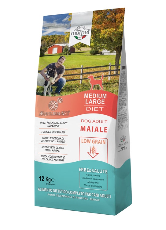 Marpet Aequilibriavet Low Grain Maiale Cibo Secco Per Cani Adulti Taglia Medium Large Sacco 12Kg-1