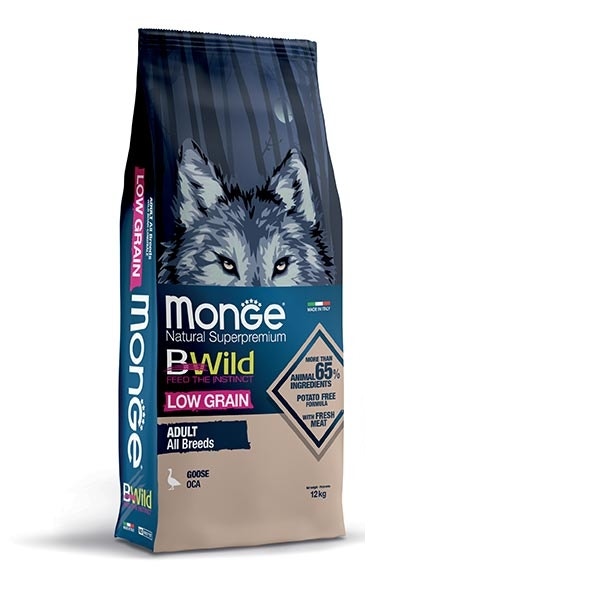 Monge B Wild Low Grain All Breeds con Oca Cibo Secco Per Cani Adulti Sacco 12 Kg-2
