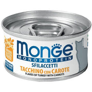 Monge Monoprotein Sfilaccetti Tacchino Con Carote Cibo Umido Per Gatto Adulto 80g-4