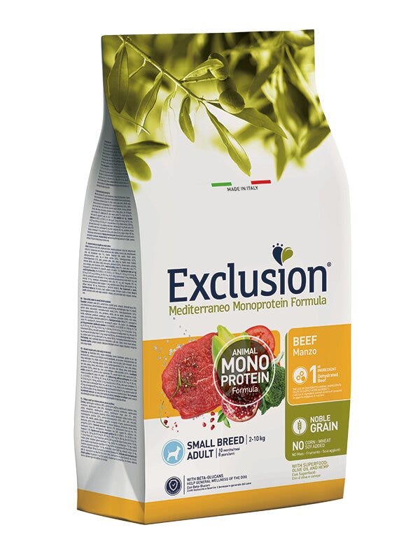 Exclusion Mediterraneo Monoprotein Formula Noble Grain Beef Crocchette Con Manzo Per Cani Adulti Taglia Piccola Sacco 2kg-2