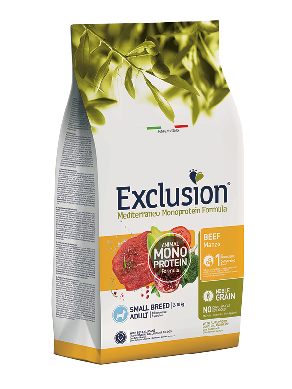 Exclusion Mediterraneo Monoprotein Formula Noble Grain Beef Crocchette Con Manzo Per Cani Adulti Taglia Piccola Sacco 2kg-1