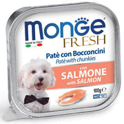 Monge Fresh Paté Bocconcini Con Salmone Cibo Umido Per Cani Adulti 100g-1