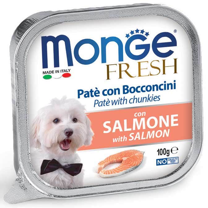 Monge Fresh Paté Bocconcini Con Salmone Cibo Umido Per Cani Adulti 100g-1
