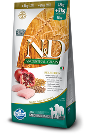 Farmina N&D Ancestral Grain Selection Pollo E Melograno Cani Adulti Taglia Media E Grande Sacco 15kg-1