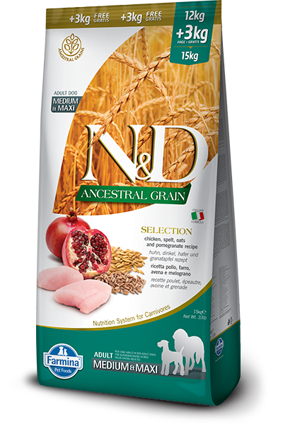Farmina N&D Ancestral Grain Selection Pollo E Melograno Cani Adulti Taglia Media E Grande Sacco 15kg-1
