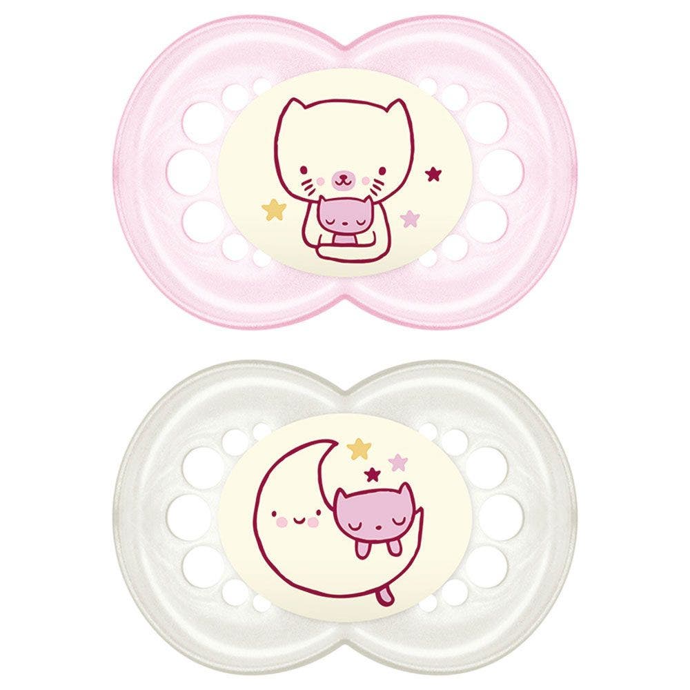 Mam Night Set Succhietto In Silicone Per Bambine 6 Mesi+ Fantasia Assortita-1