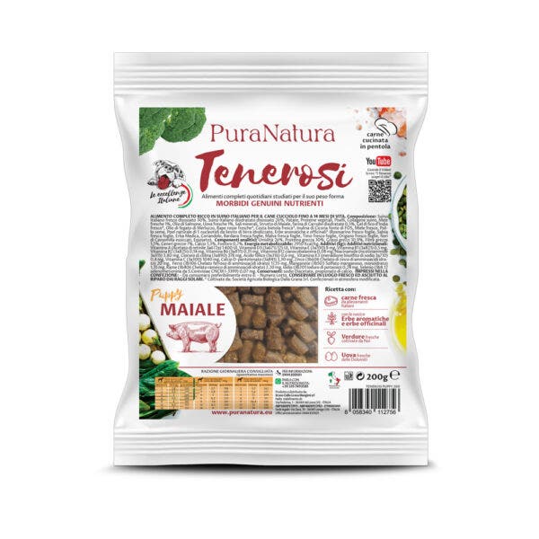 PuraNatura Tenerosi Maiale Cibo Secco Cuccioli Sacco 200g-1
