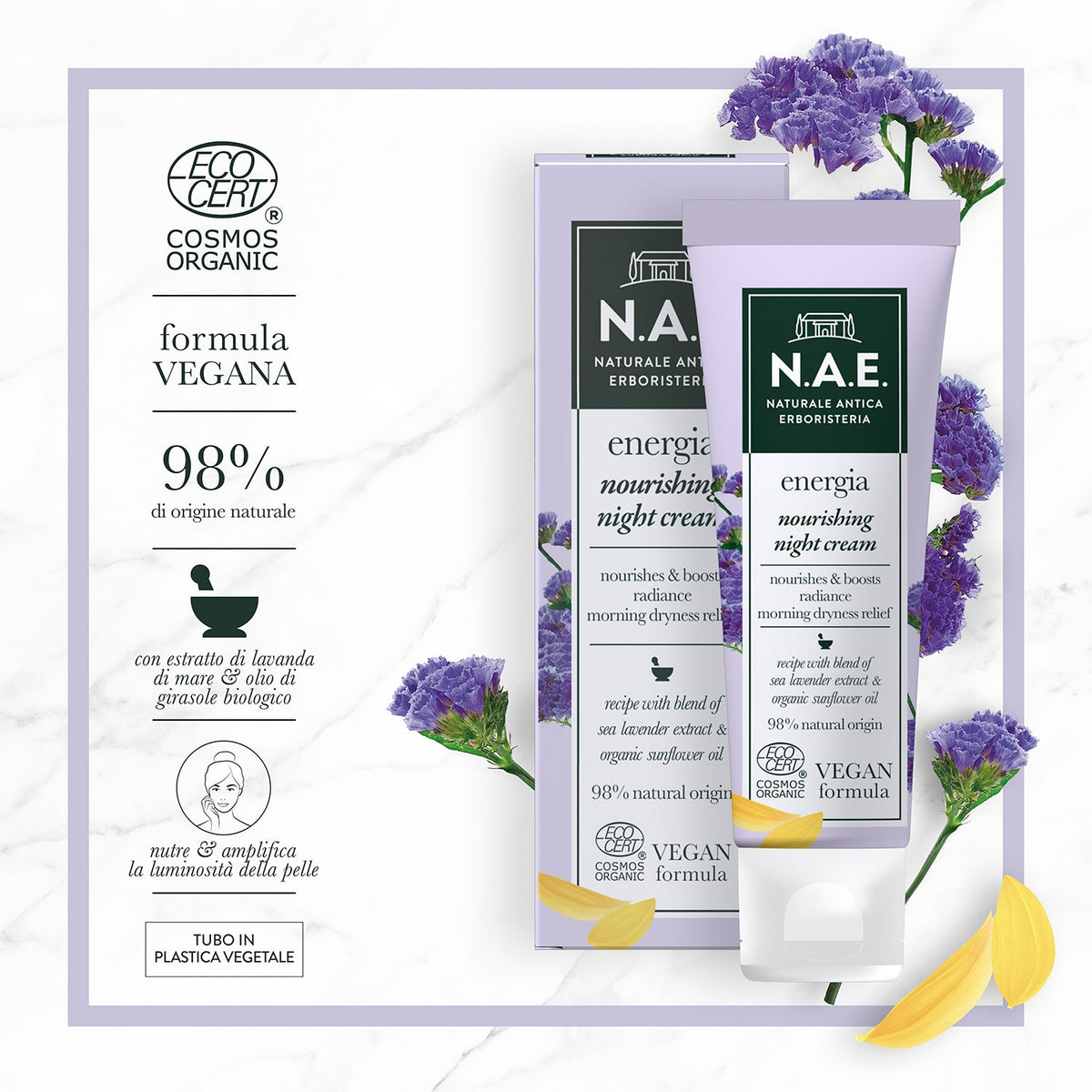 N.A.E. Crema Nutriente Notte Energia Formula Vegana 50ml  - 3