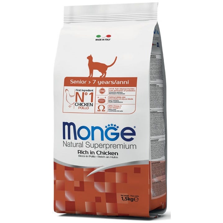 Monge Ricco Di Pollo Cibo Secco Gatti Adulti Età Oltre 7 Anni Sacco 1,5 Kg-2
