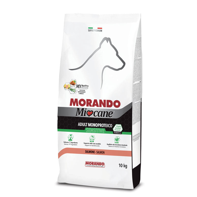 Miocane Adult Monoproteico Sensitive Crocchette al Salmone per Cani Adulti di Taglia Media 10Kg