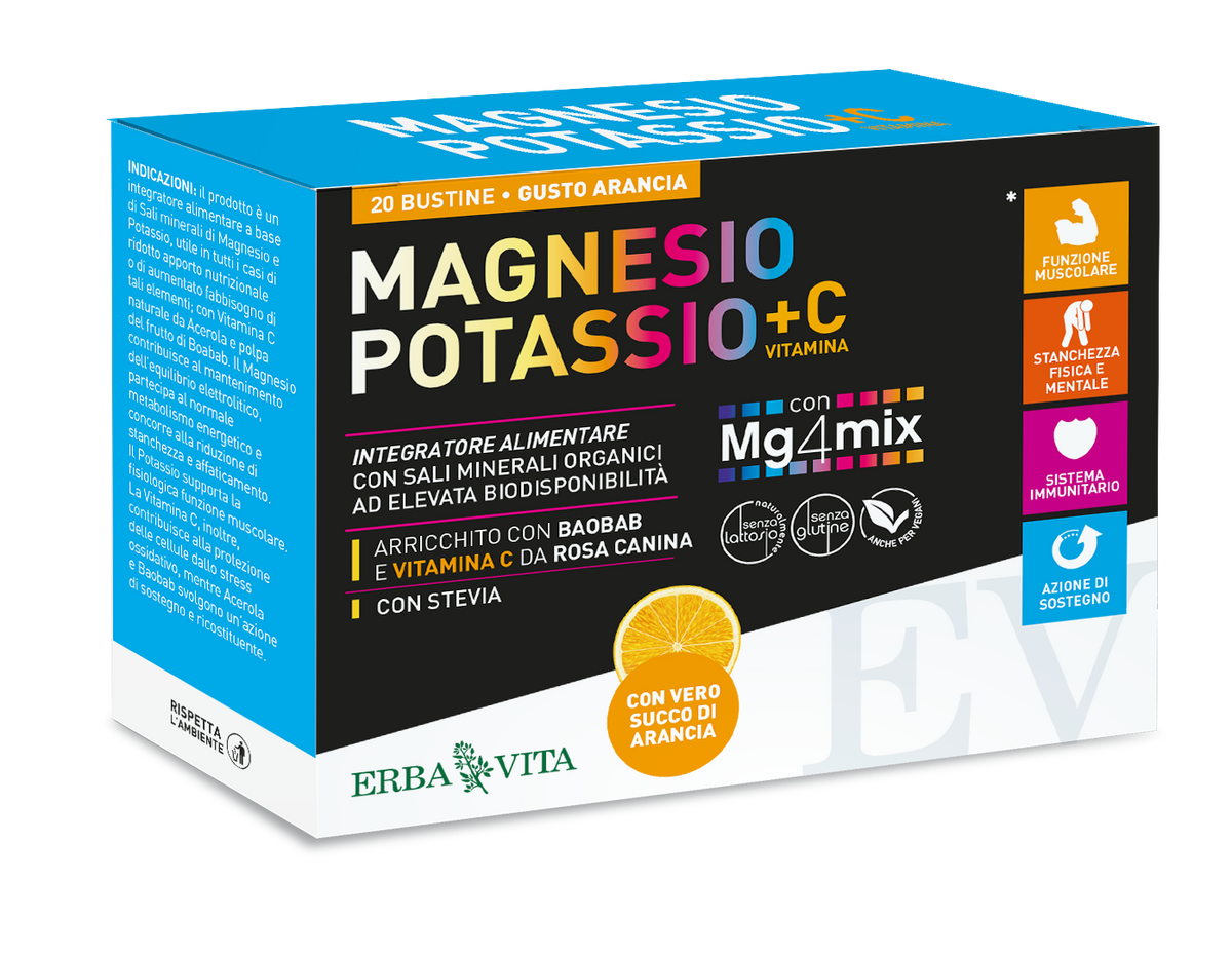 Erba Vita Magnesio E Potassio+Vitamina C Gusto Arancia 20 Bustine  - 2
