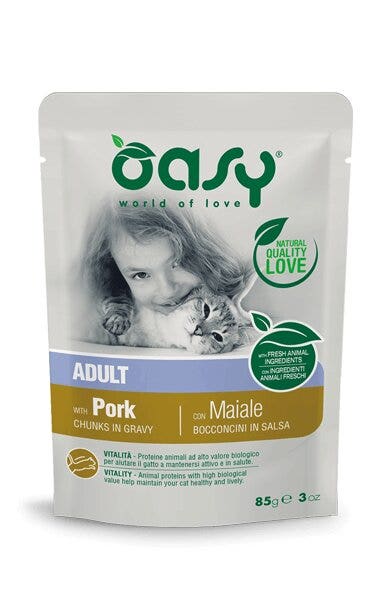 Oasy Wet Cat Bocconcini In Salsa Con Maiale Per Gatti Adulti Sterilizzati 85g-2