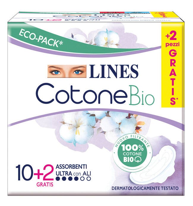 Lines Cotone Bio 12 Assorbenti Ultra Con Ali-1
