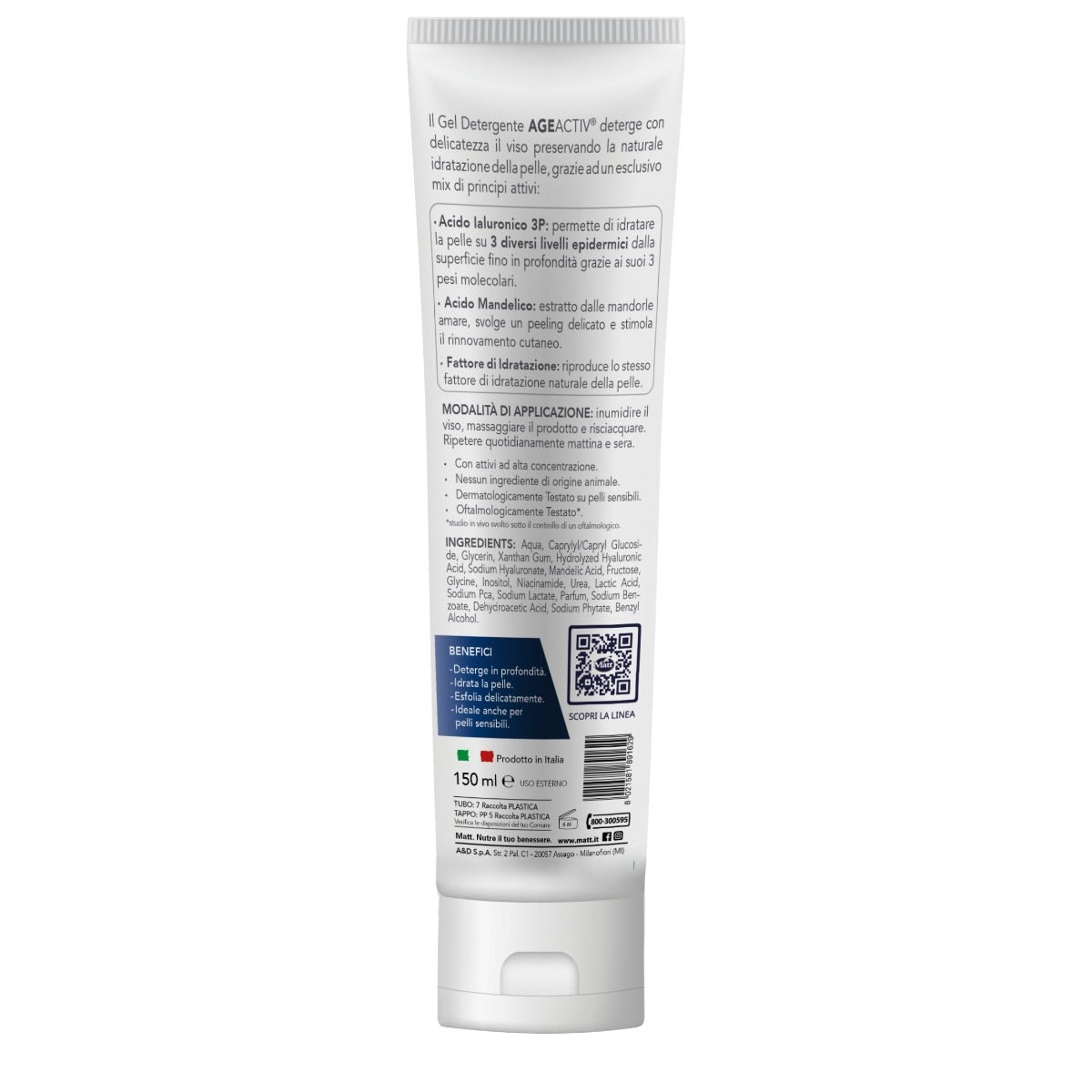 Matt Age Activ Gel Detergente Idratante Viso E Occhi Con Acido Ialuronico 150ml-3