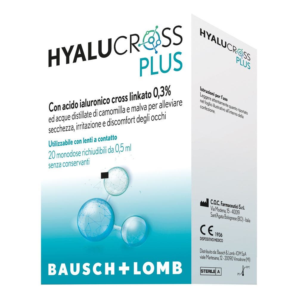 Hyalucross Plus Gocce Oculari Per Occhi 20 Flaconcini Monodose-2