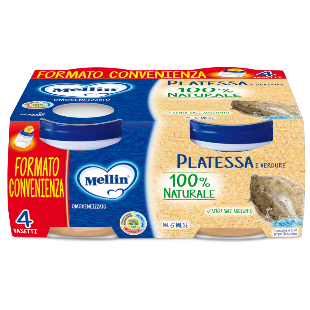 Mellin Omogeneizzato Platessa 6M+ 4x80g-1