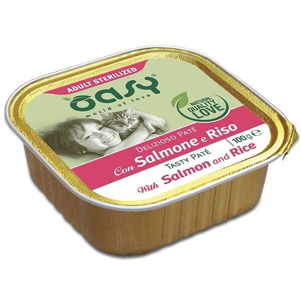 Oasy Delizioso Paté Per Gatti Adult Ricco di Salmone 100g-1