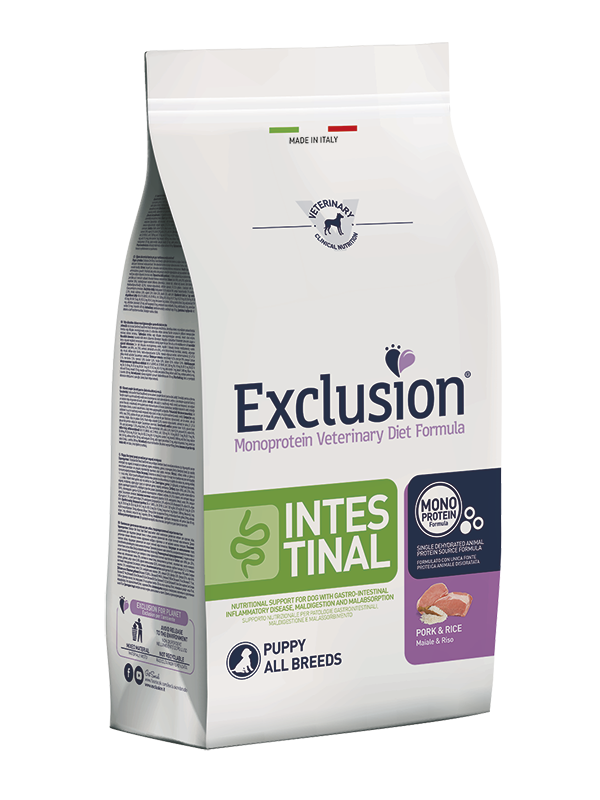 Exclusion Monoprotein Veterinary Diet Formula Intestinal Crocchette Suino/Riso Per Cuccioli Sacco 800g-1