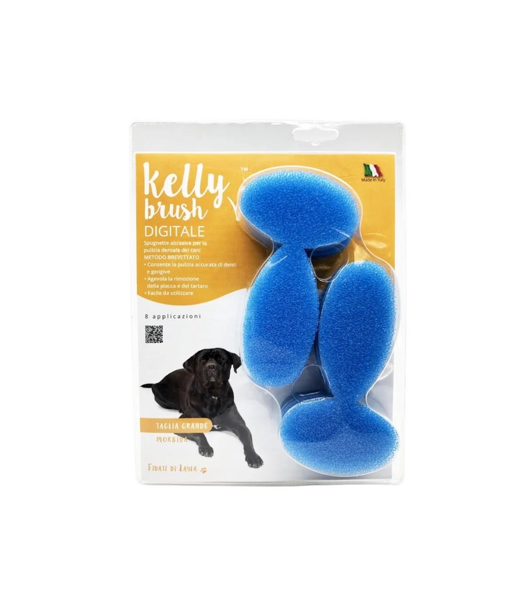 Kelly Brush Kit Digitale Spugne Morbide Antiplacca Taglia Grande Per Cani 8 Applicazioni-1