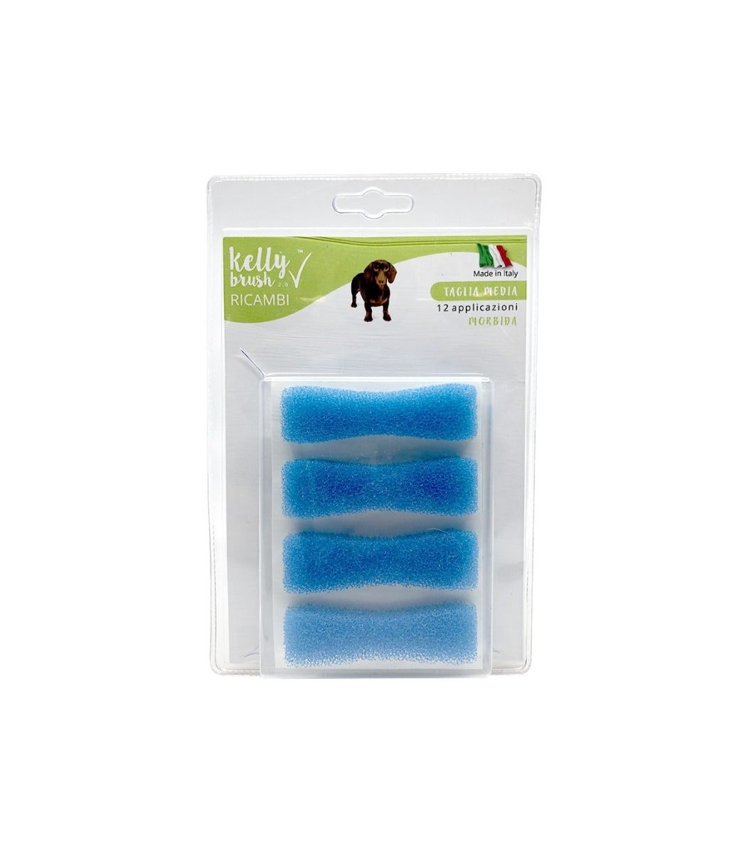 Kelly Brush Ricambi Kit Spazzolino Taglia Media Spugne Morbide Per Cani 12 Applicazioni-1