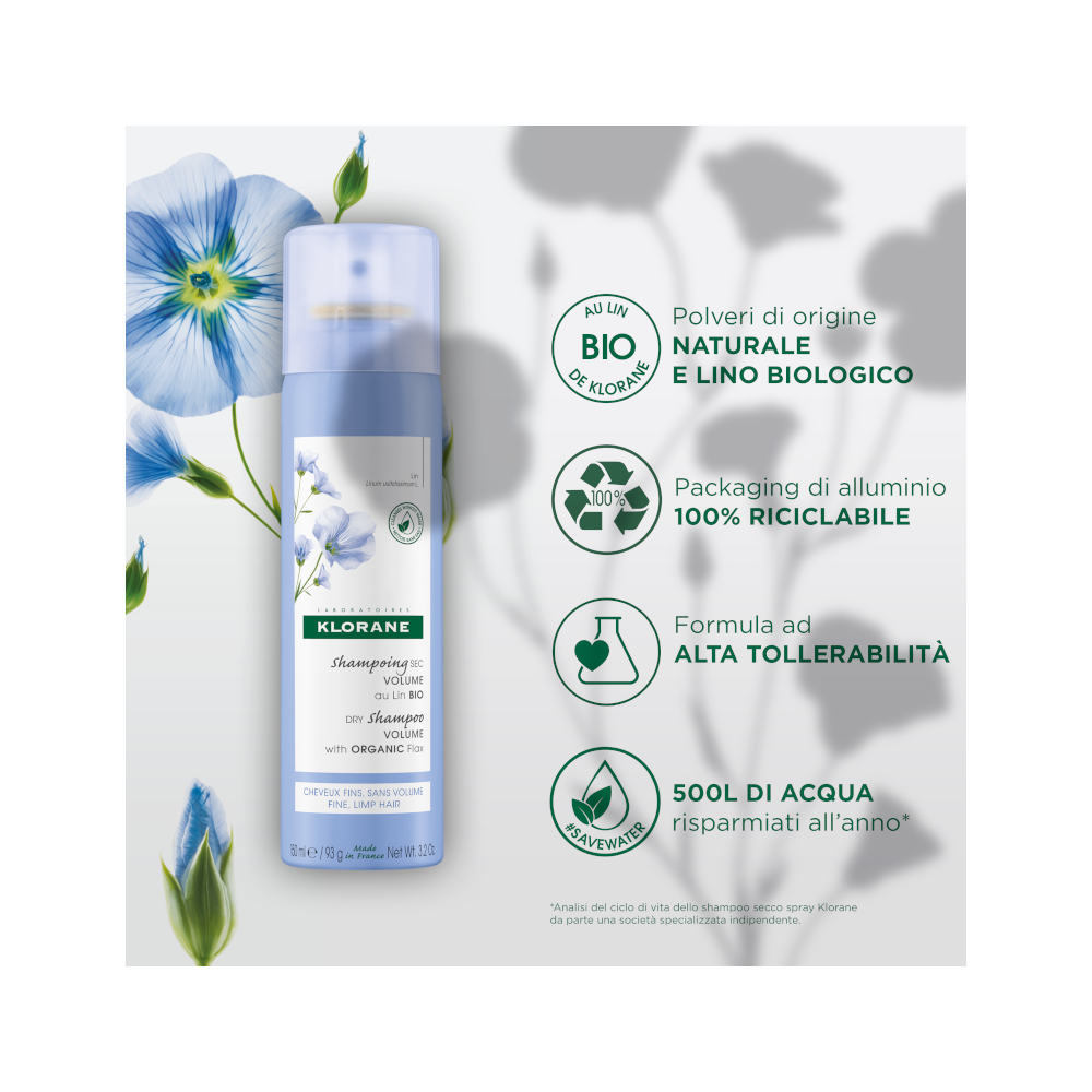 Klorane Shampoo Secco Volume Al Lino Bio 50ml-4