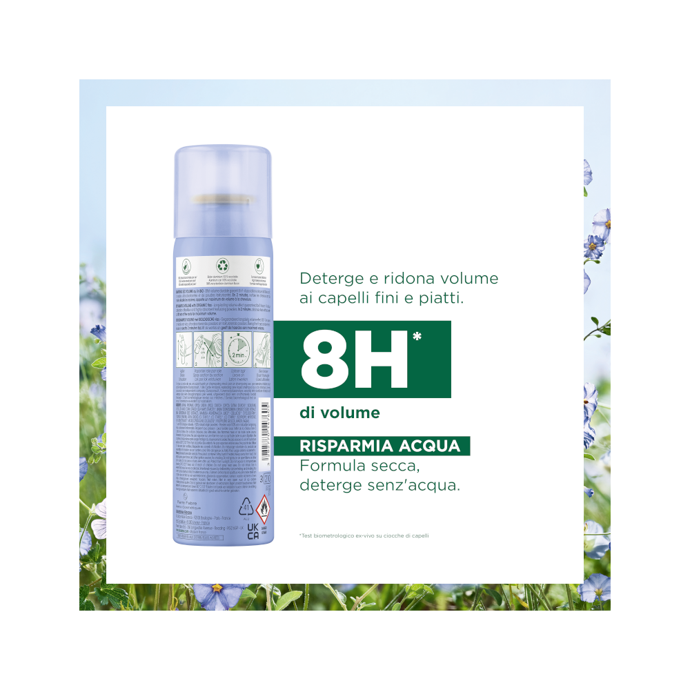 Klorane Shampoo Secco Volume Al Lino Bio 50ml-5