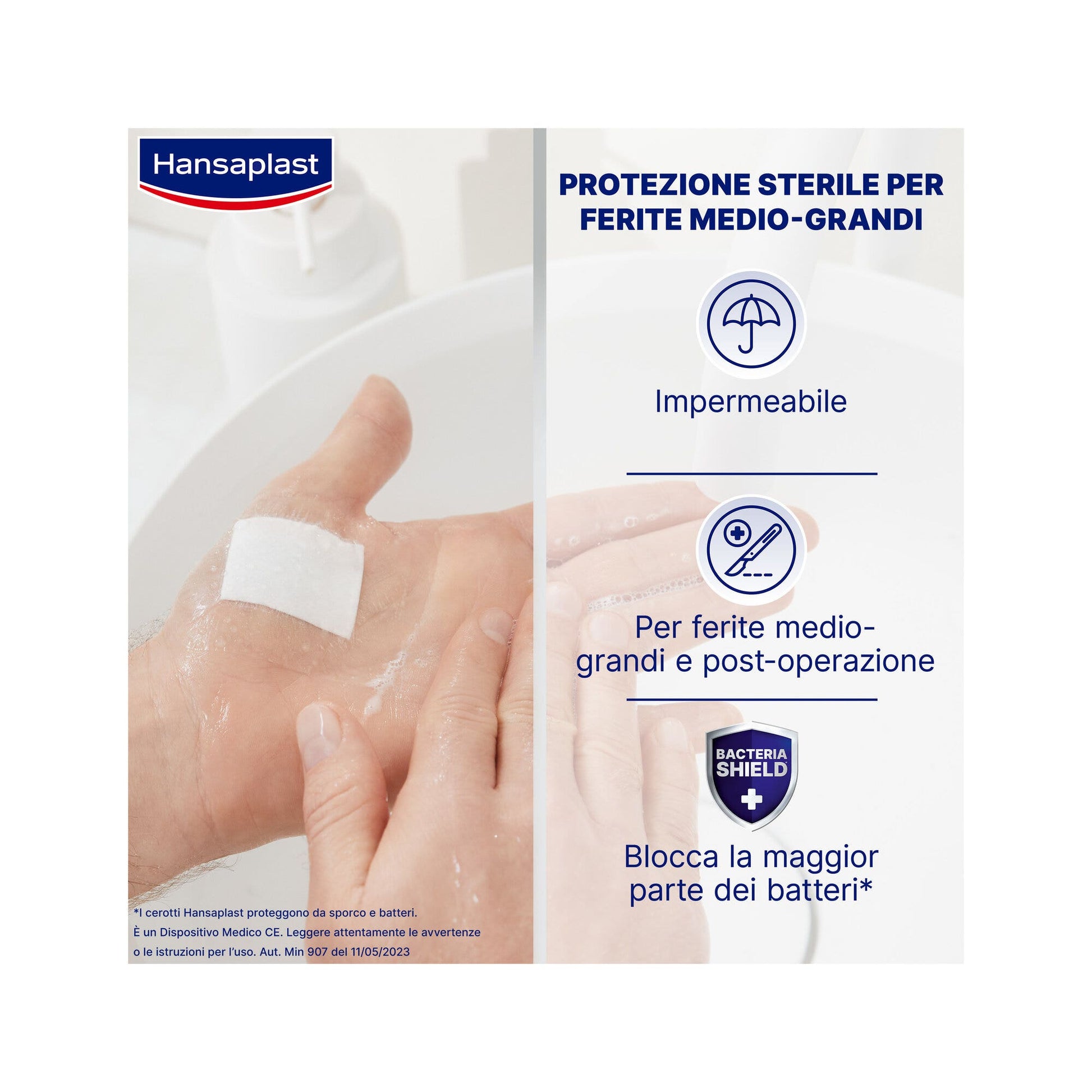 Hansaplast Cerotti Aqua Protect XL Impermeabili Per Grandi Ferite 6x7cm 5 Pezzi-2