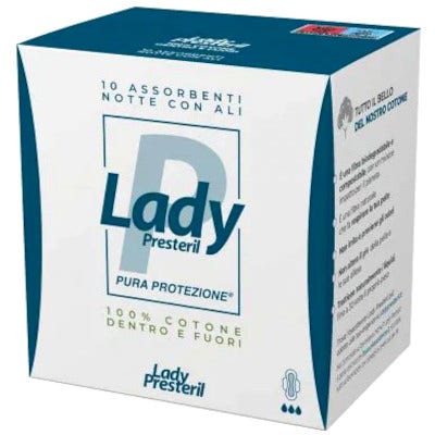 Lady Presteril 10 Assorbenti Notte Cotone Con Ali Ripiegati-1