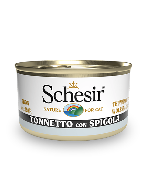 Schesir Tonnetto Con Spigola Cibo Umido Gatti Adulti Lattina 85-1