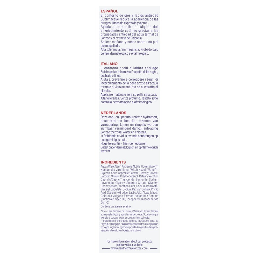 Eau Thermale Jonzac Contorno Occhi E Labbra Anti-Age Sublimactive 15ml-2