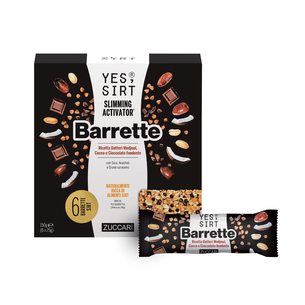 Yes Sirt Slimming Activator Datteri/ Cocco/ Cioccolato Fondente 6 Barrette-1