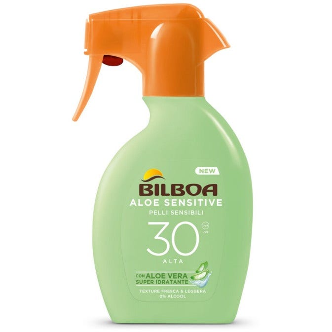 Bilboa Aloe Sensitive Pelli Sensibili Trigger Solare Corpo SPF30 250ml-1