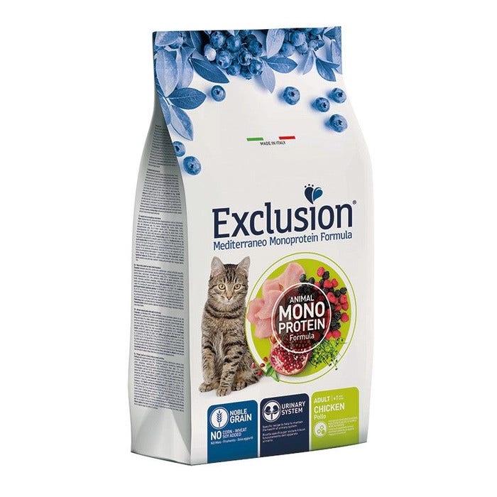 Exclusion Mediterraneo Monoprotein Noble Grain Crocchette Pollo Gatti Adulti Sacco 300g-2