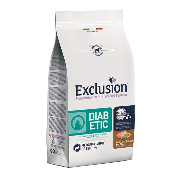 Exclusion Monoprotein Veterinary Diet Formula Diabetic Crocchette Di Maiale Cani Taglia Media E Grande Sacco 2kg-1
