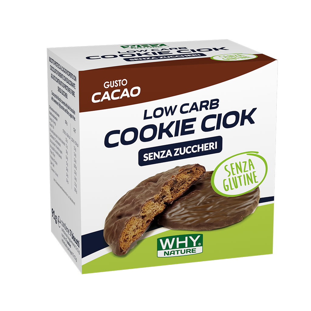 Why Nature Low Carb Cookie Ciok Biscotti Gusto Cacao 7 Pezzi Monoporzione-1