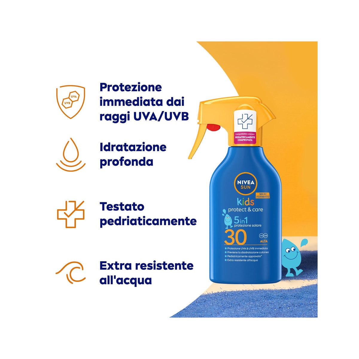 Nivea Sun Spray Solare Kids Protect & Care Fp30 270ml Crema Solare Per Bambini Waterproof-4