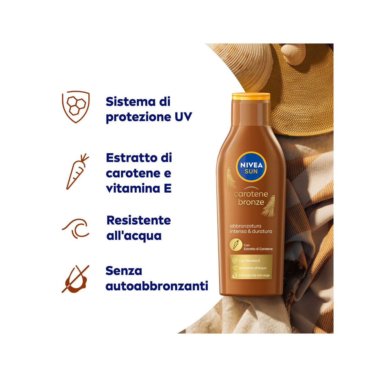 Nivea Sun Latte Solare Carotene Bronze Fp6 200ml Crema Solare Abbronzante Fp6 Per Una Pelle Dorata-4