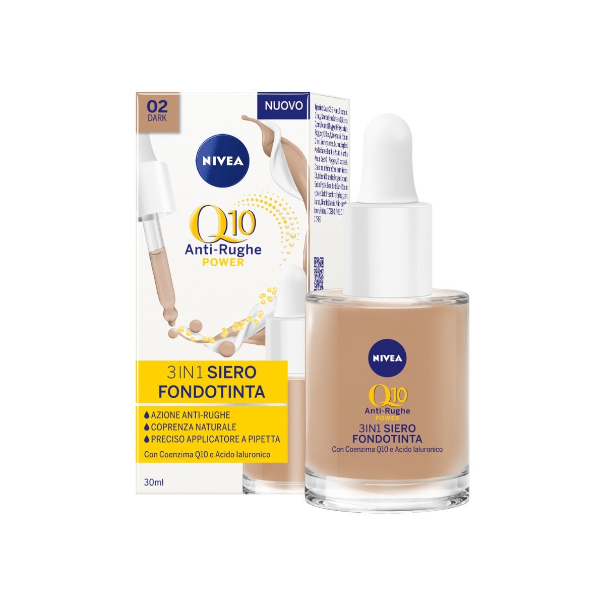 Nivea Q10 Power Anti-Rughe 3In1 Siero Fondotinta Dark 30ml-4