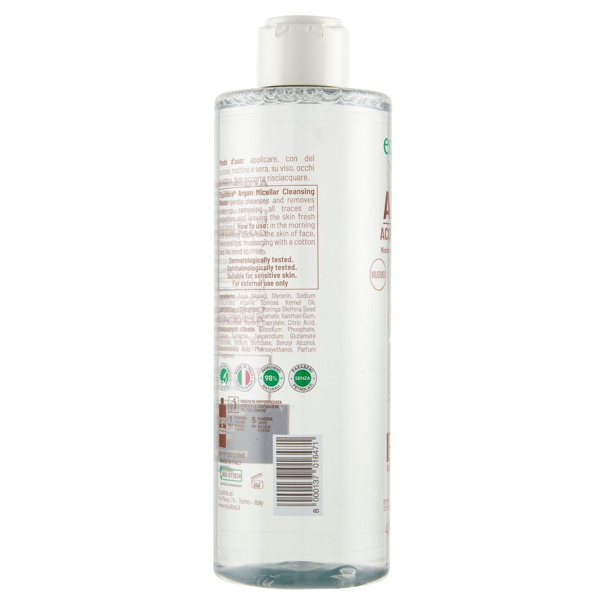 Equilibra Argan Acqua Micellare Detergente Struccante 400ml-4
