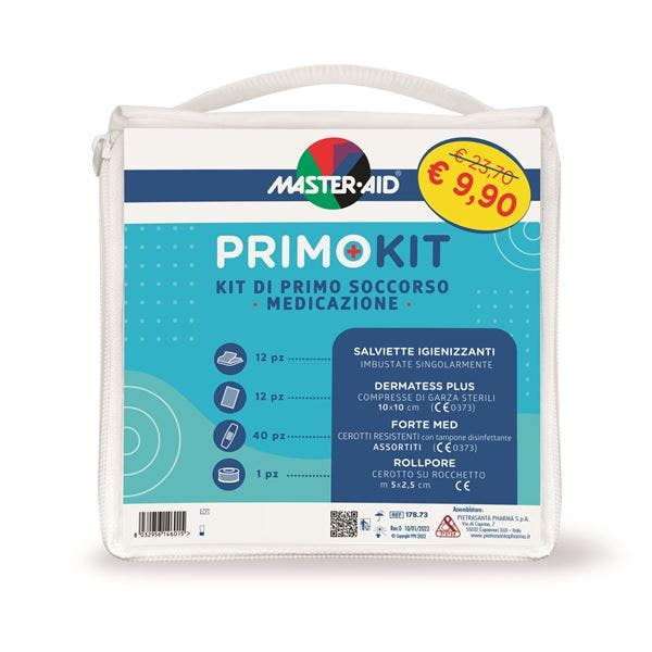 Kit Primo Soccorso Medicazione 12 Salviette + 12 Compresse Garza + 40 Cerotti Assortiti + Cerotto Su Rocchetto-1