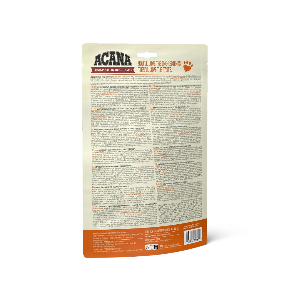 Acana Cane High Protein Dog Treats Crunchy Ricetta Fegato di Tacchino Busta 100g -3