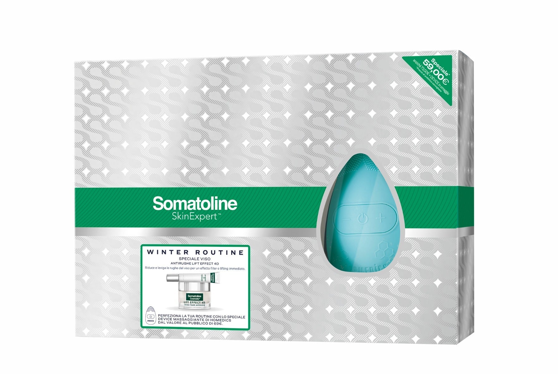 Somatoline Winter Routine Lift Effect 4D Crema Giorno 50ml + Contorno Occhi 15ml + Honeycomb Blossom Homedics-1