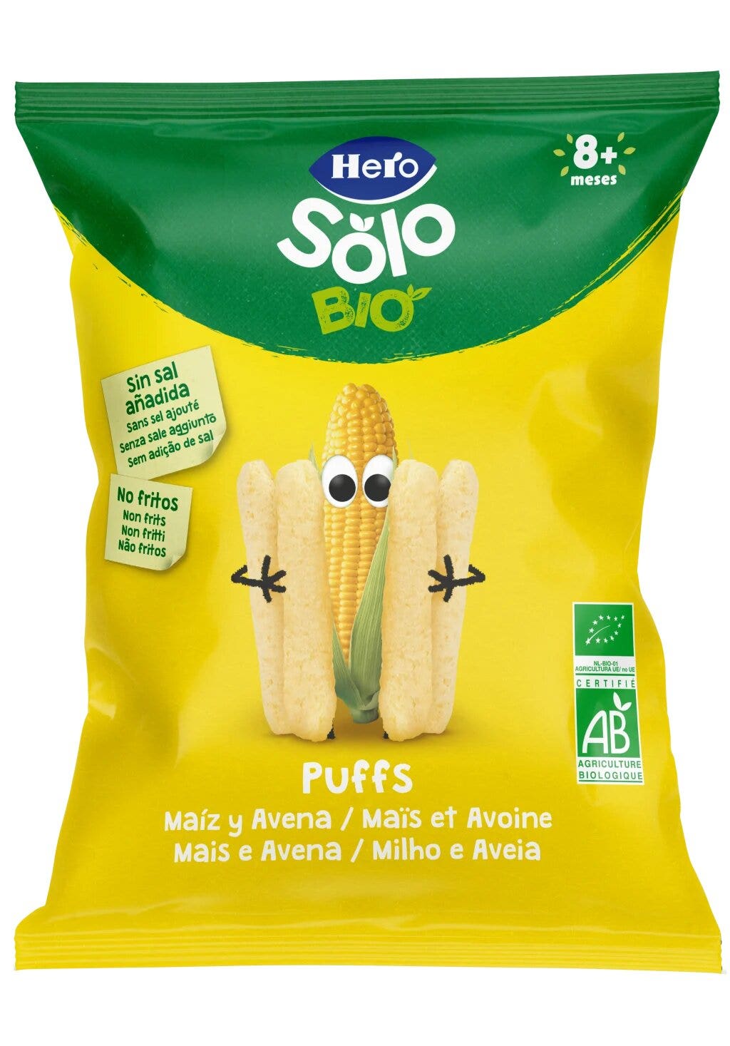 Hero Solo Snack Mini Puffs Mais e Avena Biologici 18g-1