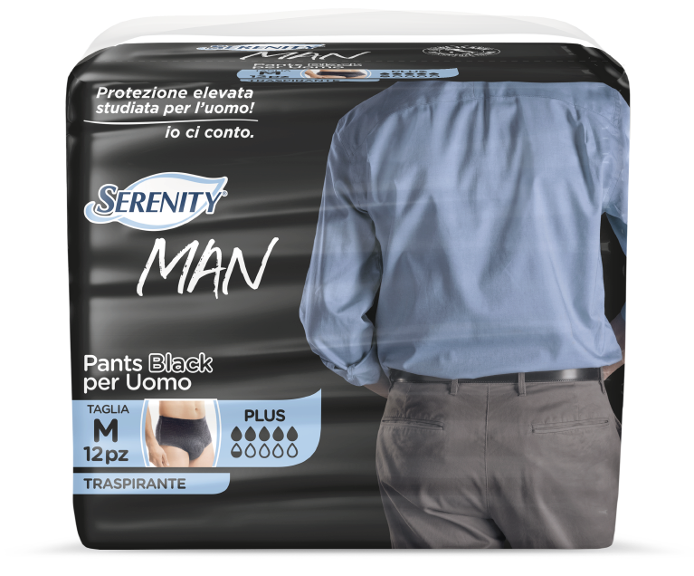 Serenity Man Pants Black Pannolini Taglia Media Plus 12 Pezzi-1