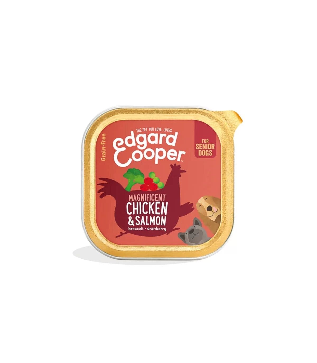 Edgard & Cooper Senior Pollo E Salmone Senza Cereali Cibo Umido per Cani 150g-1